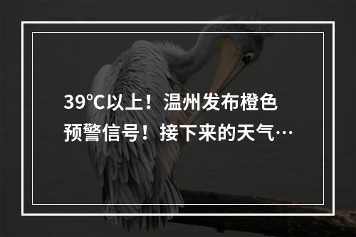 39℃以上！温州发布橙色预警信号！接下来的天气…