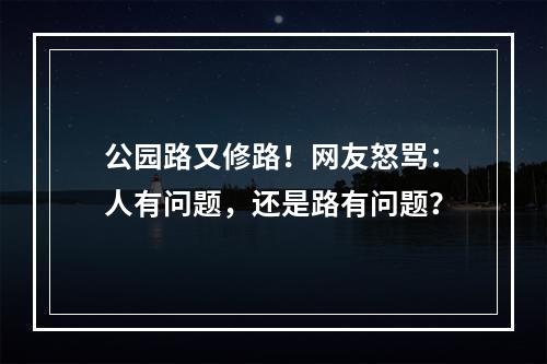 公园路又修路！网友怒骂：人有问题，还是路有问题？
