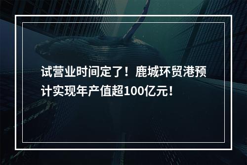 试营业时间定了！鹿城环贸港预计实现年产值超100亿元！