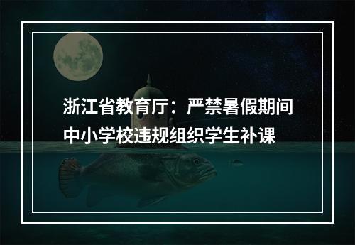 浙江省教育厅：严禁暑假期间中小学校违规组织学生补课