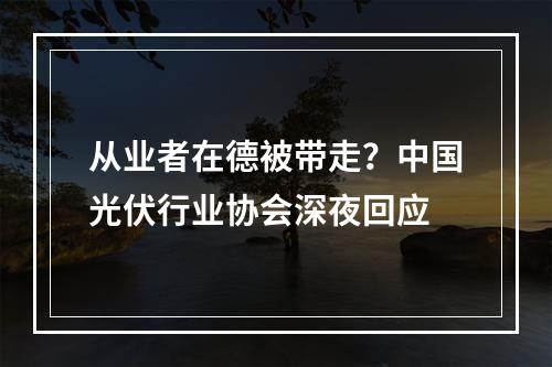 从业者在德被带走？中国光伏行业协会深夜回应