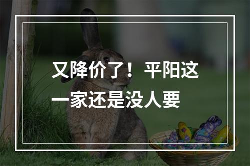 又降价了！平阳这一家还是没人要
