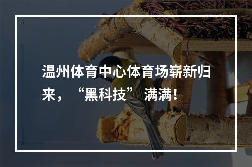 温州体育中心体育场崭新归来，“黑科技” 满满！