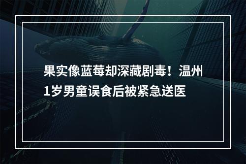 果实像蓝莓却深藏剧毒！温州1岁男童误食后被紧急送医
