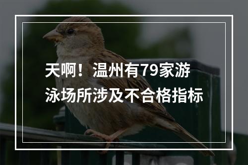 天啊！温州有79家游泳场所涉及不合格指标