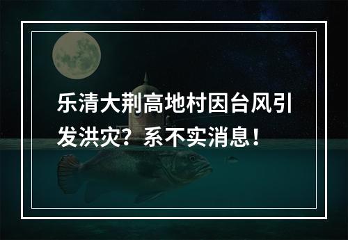 乐清大荆高地村因台风引发洪灾？系不实消息！