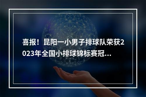 喜报！昆阳一小男子排球队荣获2023年全国小排球锦标赛冠军
