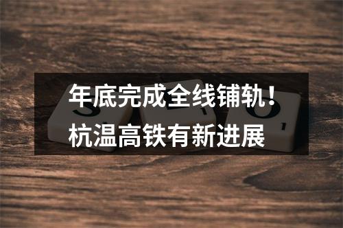年底完成全线铺轨！杭温高铁有新进展