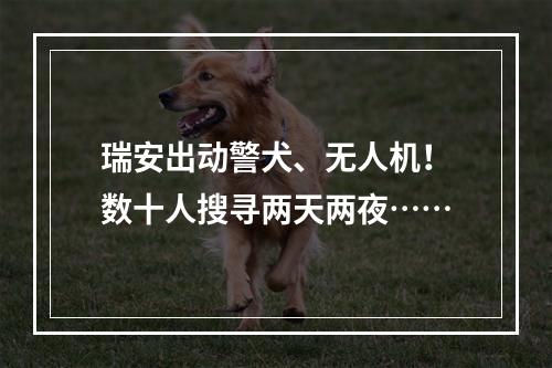 瑞安出动警犬、无人机！数十人搜寻两天两夜……