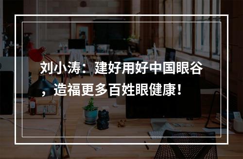 刘小涛：建好用好中国眼谷，造福更多百姓眼健康！