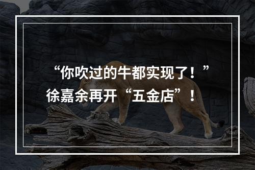 “你吹过的牛都实现了！”徐嘉余再开“五金店”！