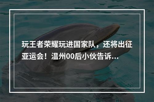 玩王者荣耀玩进国家队，还将出征亚运会！温州00后小伙告诉你什么叫“行行出 ...