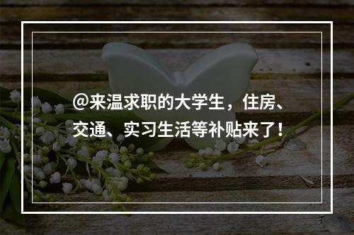 ＠来温求职的大学生，住房、交通、实习生活等补贴来了！