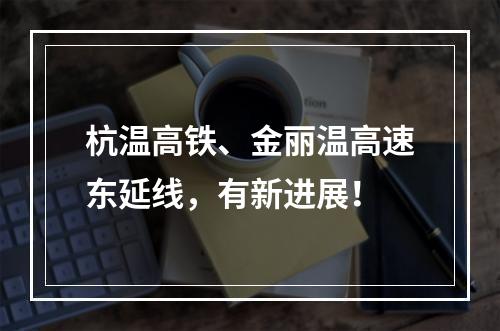 杭温高铁、金丽温高速东延线，有新进展！
