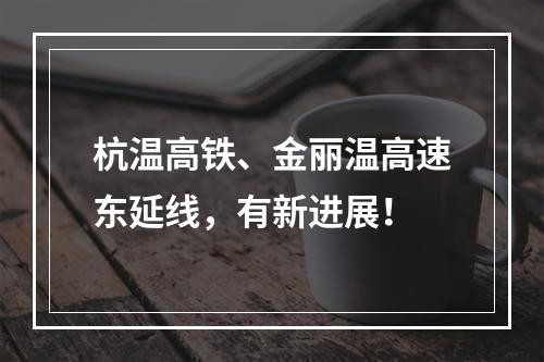杭温高铁、金丽温高速东延线，有新进展！
