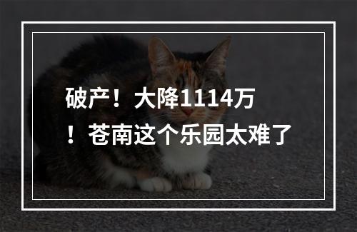 破产！大降1114万！苍南这个乐园太难了