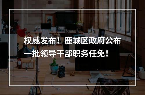 权威发布！鹿城区政府公布一批领导干部职务任免！