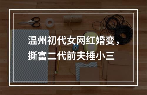 温州初代女网红婚变，撕富二代前夫捶小三