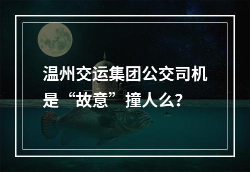 温州交运集团公交司机是“故意”撞人么？