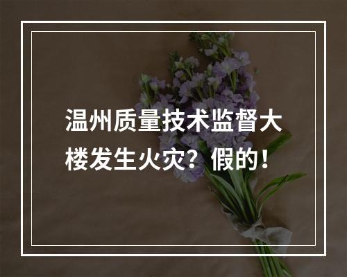 温州质量技术监督大楼发生火灾？假的！
