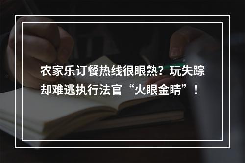 农家乐订餐热线很眼熟？玩失踪却难逃执行法官“火眼金睛”！