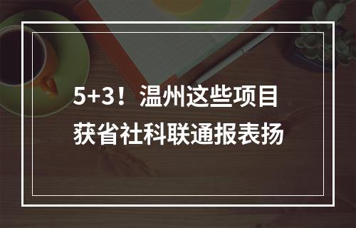 5+3！温州这些项目获省社科联通报表扬