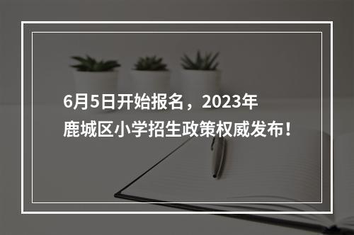 6月5日开始报名，2023年鹿城区小学招生政策权威发布！