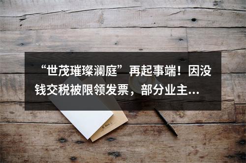 “世茂璀璨澜庭”再起事端！因没钱交税被限领发票，部分业主办证受阻