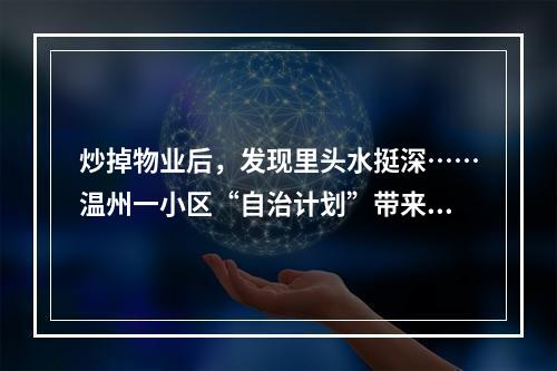 炒掉物业后，发现里头水挺深……温州一小区“自治计划”带来什么启示