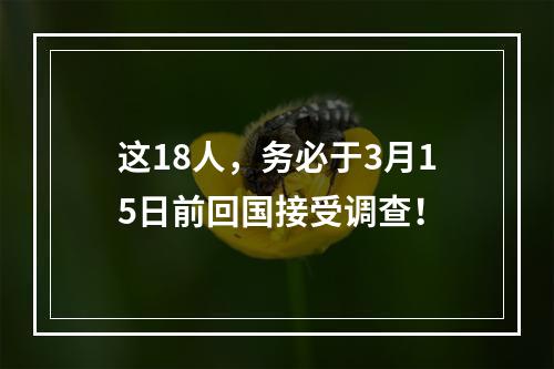 这18人，务必于3月15日前回国接受调查！
