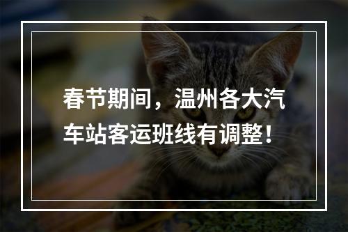 春节期间，温州各大汽车站客运班线有调整！