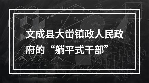 文成县大峃镇政人民政府的“躺平式干部”