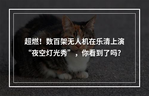 超燃！数百架无人机在乐清上演“夜空灯光秀”，你看到了吗？
