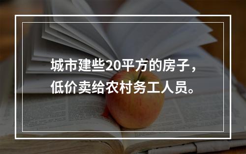 城市建些20平方的房子，低价卖给农村务工人员。