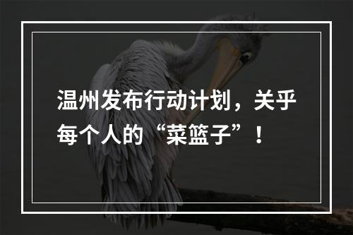 温州发布行动计划，关乎每个人的“菜篮子”！
