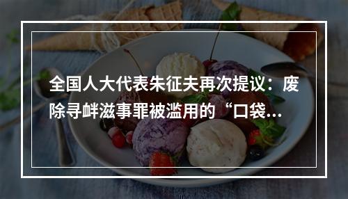 全国人大代表朱征夫再次提议：废除寻衅滋事罪被滥用的“口袋罪”