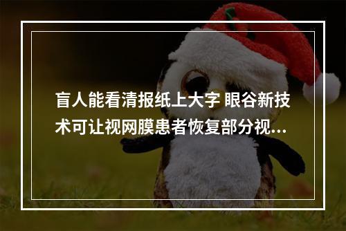 盲人能看清报纸上大字 眼谷新技术可让视网膜患者恢复部分视力