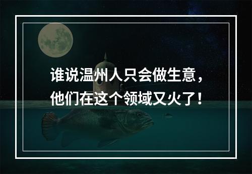 谁说温州人只会做生意，他们在这个领域又火了！