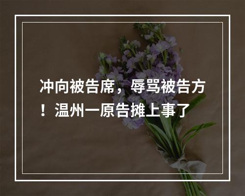 冲向被告席，辱骂被告方！温州一原告摊上事了