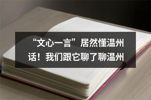 “文心一言”居然懂温州话！我们跟它聊了聊温州