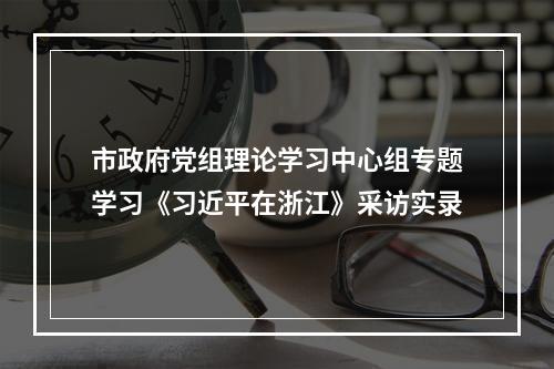 市政府党组理论学习中心组专题学习《习近平在浙江》采访实录