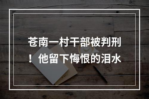苍南一村干部被判刑！他留下悔恨的泪水