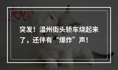 突发！温州街头轿车烧起来了，还伴有“爆炸”声！
