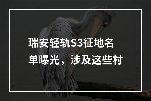 瑞安轻轨S3征地名单曝光，涉及这些村