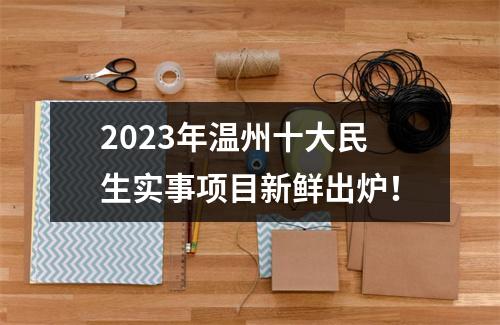 2023年温州十大民生实事项目新鲜出炉！