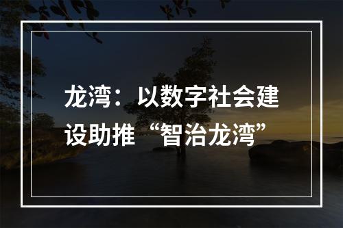 龙湾：以数字社会建设助推“智治龙湾”