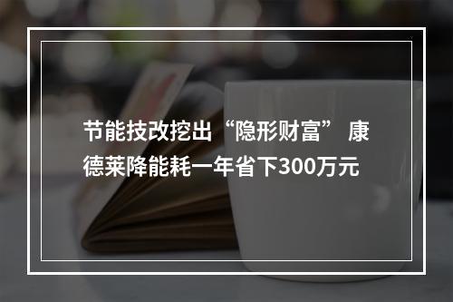 节能技改挖出“隐形财富” 康德莱降能耗一年省下300万元