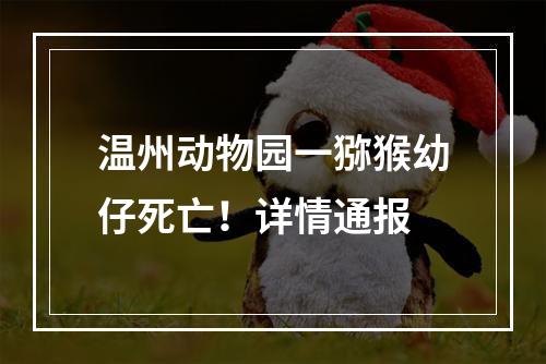 温州动物园一猕猴幼仔死亡！详情通报