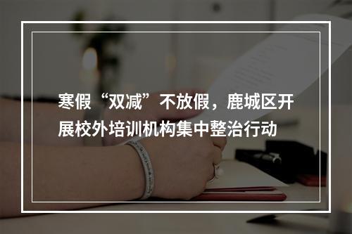 寒假“双减”不放假，鹿城区开展校外培训机构集中整治行动