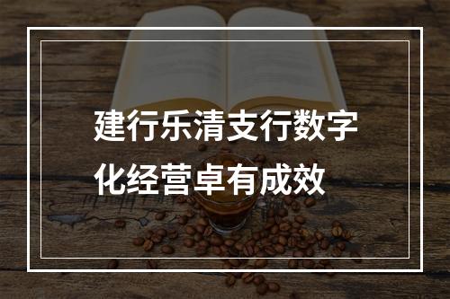 建行乐清支行数字化经营卓有成效